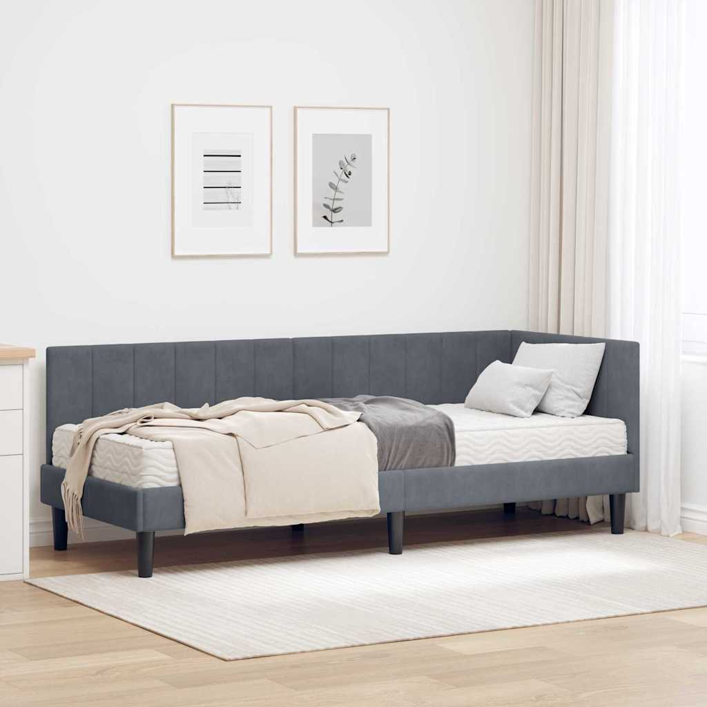 vidaXL Eckbettgestell mit Matratze Dunkelgrau 80 x 200 cm Samt