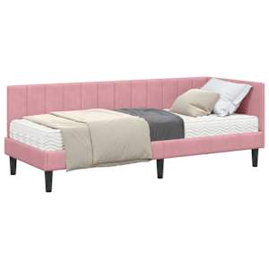 vidaXL Nurgavoodi raam koos madratsiga 2 tk Roosa 80 x 200 cm Samet