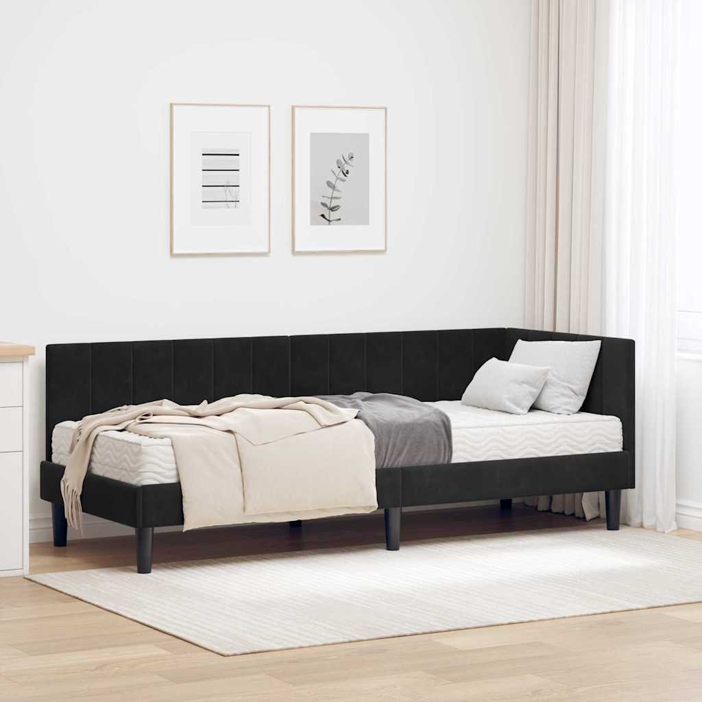 vidaXL Eckbettgestell mit Matratze Schwarz 80 x 200 cm Samt