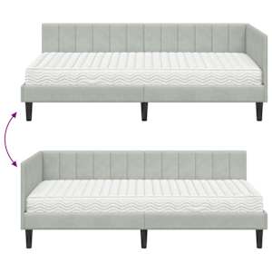 Rohový rám postele s matrací s čelo 2 pcs Světle šedá samet - obrázek 12
