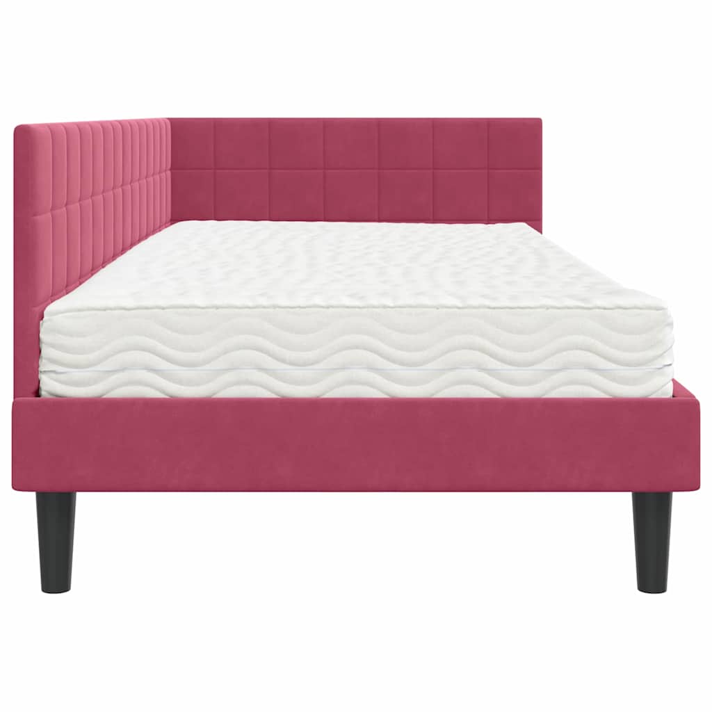 Kotni okvir postelje z matrico z vzglavjem 2 pcs Zelena Žamet - slika 8