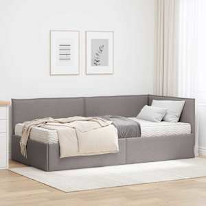 Rohový rám postele s matrací s čelo 2 pcs Taupe samet - obrázek 1