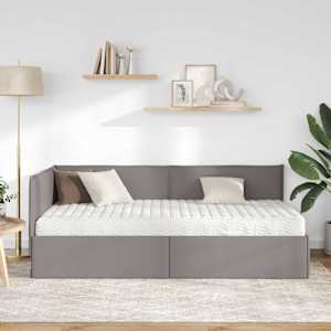 Rohový rám postele s matrací s čelo 2 pcs Taupe samet - obrázek 3