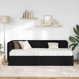 Rohový rám postele Černý 80 x 200 cm textil - obrázek 4