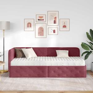 Rohový rám postele Víno Červené 80 x 200 cm textil - obrázek 4