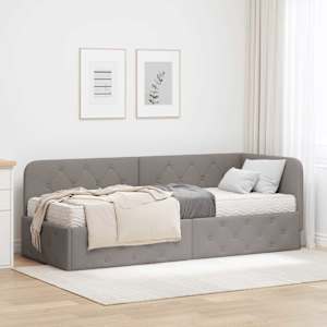 Rohový rám postele Taupe 80 x 200 cm textil - obrázek 1