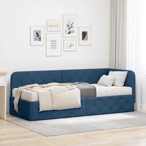 Rohový rám postele Modrá 80 x 200 cm textil - obrázek 1