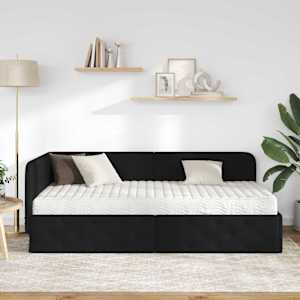 Rohový rám postele Černý 90 x 200 cm textil - obrázek 4