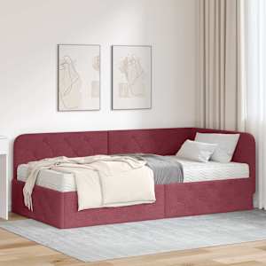 Rohový rám postele Víno Červené 90 x 200 cm textil - obrázek 1
