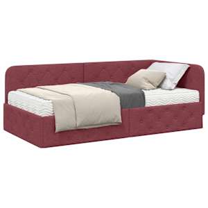Rohový rám postele Víno Červené 90 x 200 cm textil - obrázek 3