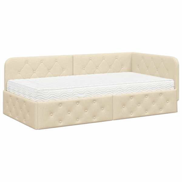 vidaXL Nurgavoodi raam cream 90 x 200 cm kangas
