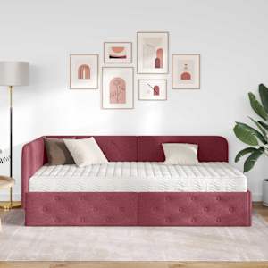 Rohový rám postele Víno Červené 100 x 200 cm textil - obrázek 4