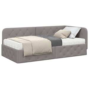 Rohový rám postele Taupe 100 x 200 cm textil - obrázek 3