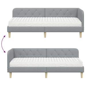 Rohový rám postele Světle šedá 80 x 200 cm textil - obrázek 12