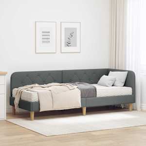 Rohový rám postele Tmavě šedá 80 x 200 cm textil - obrázek 1