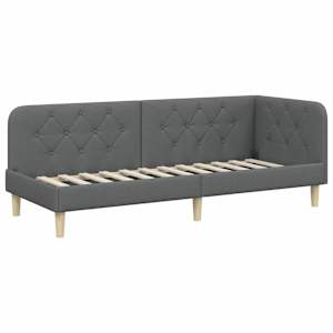 Rohový rám postele Tmavě šedá 80 x 200 cm textil - obrázek 6