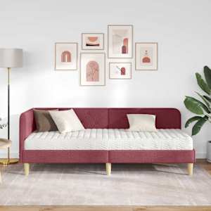 Rohový rám postele Víno Červené 80 x 200 cm textil - obrázek 4