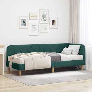 Rohový rám postele Tmavě zelená 80 x 200 cm textil - obrázek 1