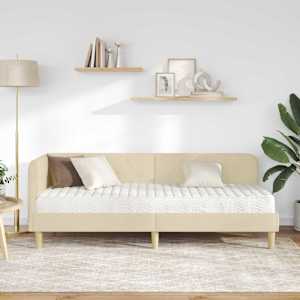 Rohový rám postele Krémová 80 x 200 cm textil - obrázek 4