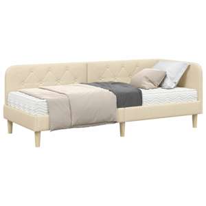 Rohový rám postele Krémová 80 x 200 cm textil - obrázek 3