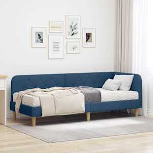 Rohový rám postele Modrá 80 x 200 cm textil - obrázek 1