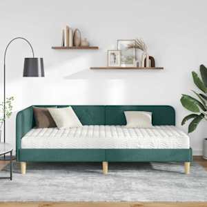 Rohový rám postele Tmavě zelená 90 x 190 cm textil - obrázek 4