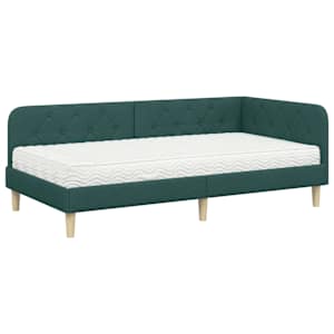 Rohový rám postele Tmavě zelená 90 x 190 cm textil - obrázek 2