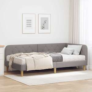 Rohový rám postele Taupe 90 x 190 cm textil - obrázek 1
