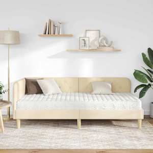 Rohový rám postele Krémová 90 x 190 cm textil - obrázek 4