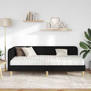 Rohový rám postele Černý 90 x 200 cm textil - obrázek 4
