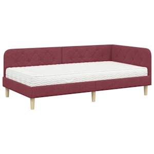 Rohový rám postele Víno Červené 90 x 200 cm textil - obrázek 2