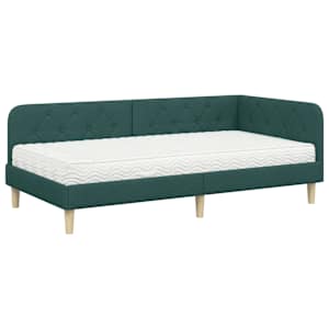 Rohový rám postele Tmavě zelená 90 x 200 cm textil - obrázek 2