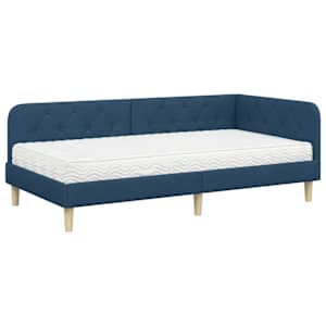 Rohový rám postele Modrá 90 x 200 cm textil - obrázek 2