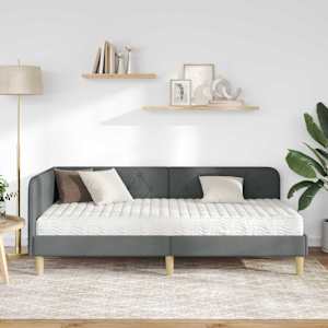 Rohový rám postele Tmavě šedá 100 x 200 cm textil - obrázek 4