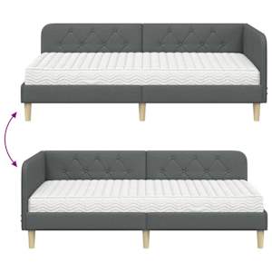 Rohový rám postele Tmavě šedá 100 x 200 cm textil - obrázek 12