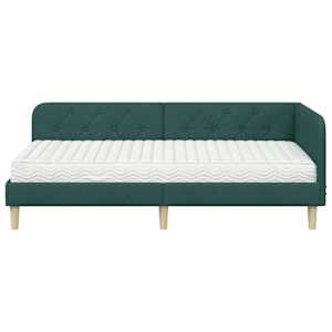 Rohový rám postele Tmavě zelená 100 x 200 cm textil - obrázek 5