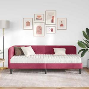 Rohový rám postele Víno Červené 80 x 200 cm samet - obrázek 4
