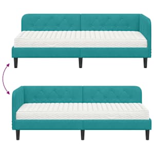 Rohový rám postele Tyrkysová 80 x 200 cm samet - obrázek 12