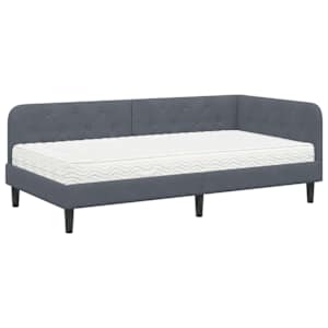 Rohový rám postele Tmavě šedá 90 x 200 cm samet - obrázek 2