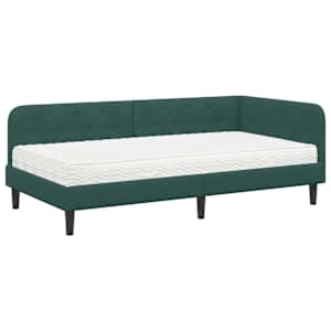 Rohový rám postele Tmavě zelená 90 x 200 cm samet - obrázek 2