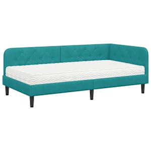 Rohový rám postele Tyrkysová 90 x 200 cm samet - obrázek 2