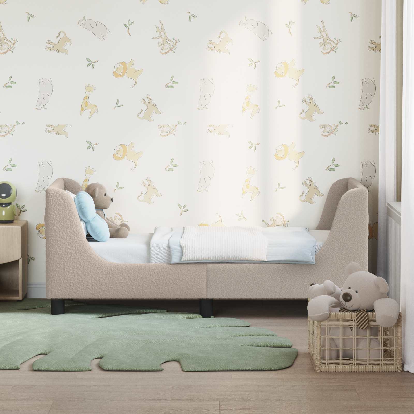 Thumbnail - vidaXL Kinderbettgestell mit Kopfteil Hellgrau 70 x 140 cm Schafstoff