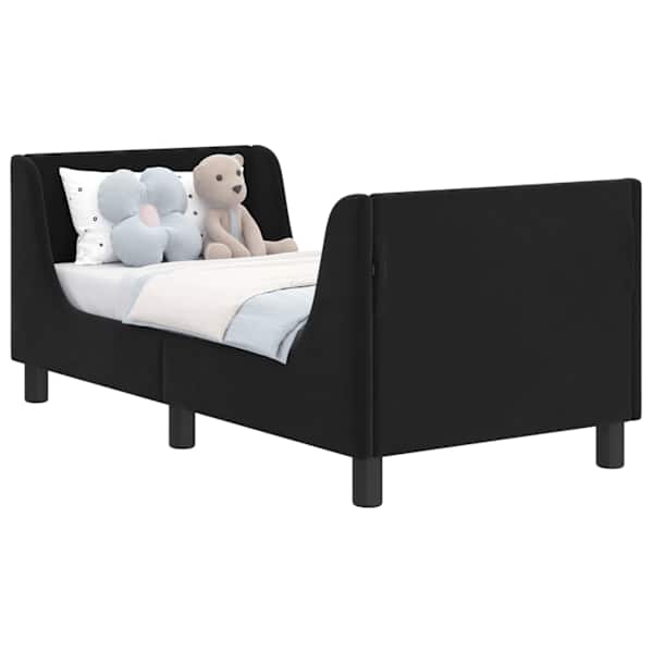 vidaXL Kuni 3-aastase voodi raam koos peatoega Must 70 x 140 cm Samet
