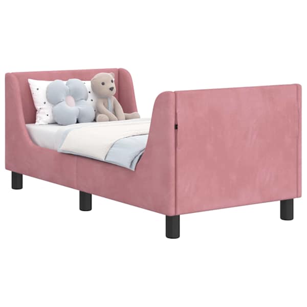 vidaXL Kuni 3-aastase voodi raam koos peatoega Roosa 70 x 140 cm Samet