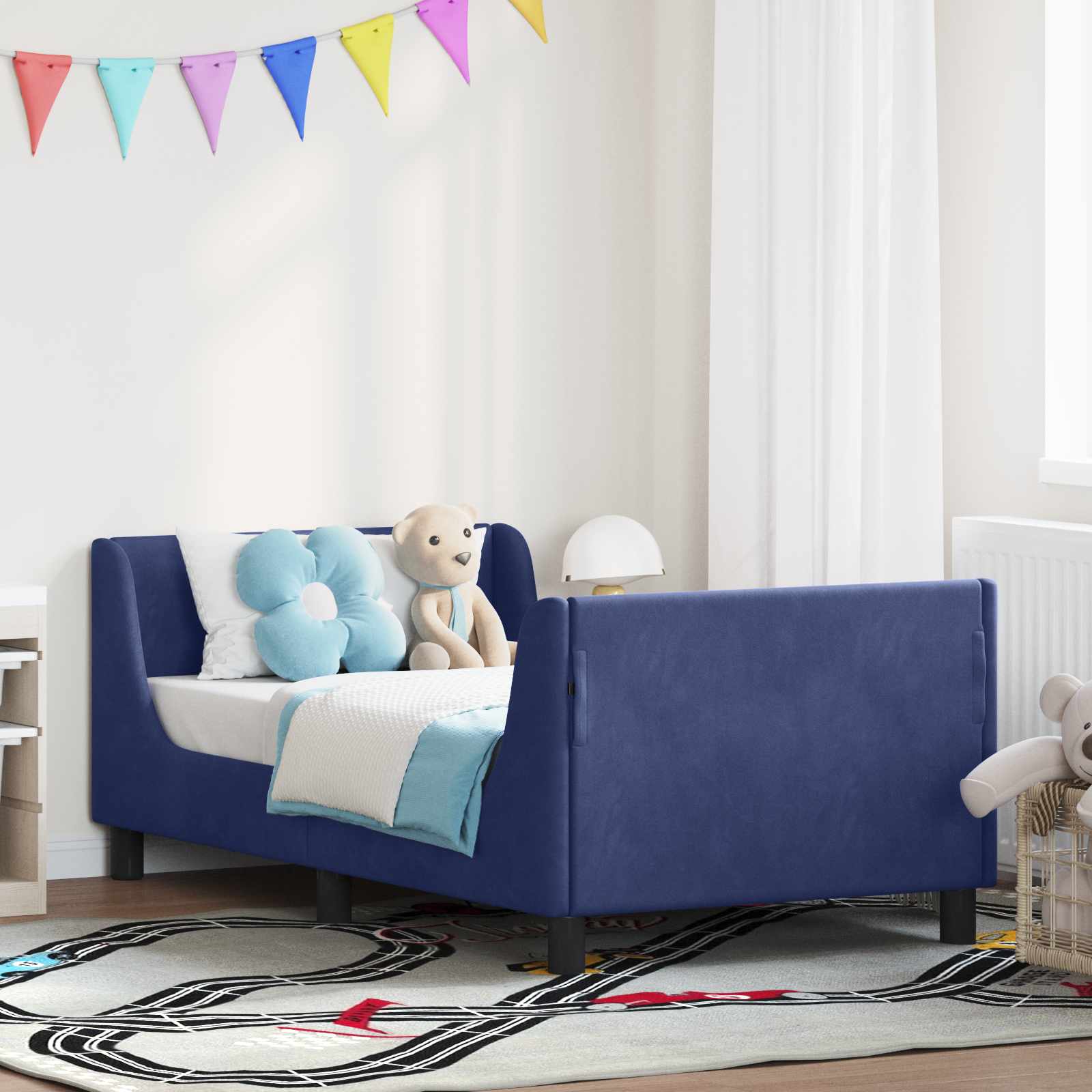 Laste voodiraam peatoega Politsei sinine 80 x 160 cm Samet