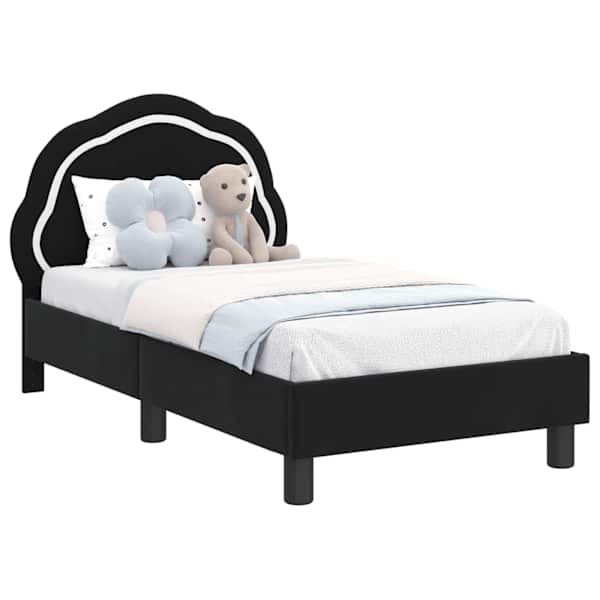 vidaXL Kuni 3-aastase voodi raam koos peatoega Must 70 x 140 cm Samet