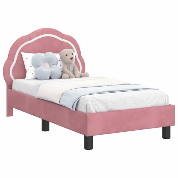 vidaXL Kuni 3-aastase voodi raam koos peatoega Roosa 70 x 140 cm Samet