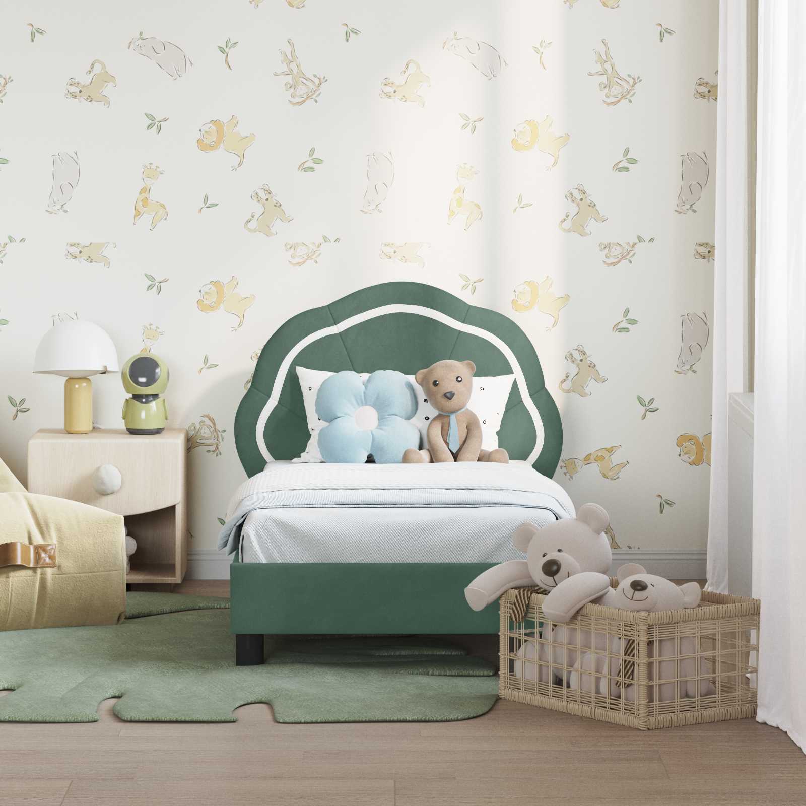 Thumbnail - vidaXL Kinderbettgestell mit Kopfteil Meergrün 70 x 140 cm Samt