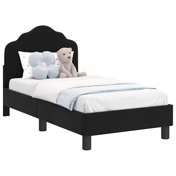vidaXL Kuni 3-aastase voodi raam koos peatoega Must 70 x 140 cm Samet