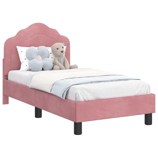 vidaXL Kuni 3-aastase voodi raam koos peatoega Roosa 70 x 140 cm Samet
